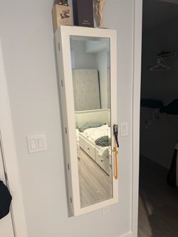Wall-Mounted Full-Length Mirror Jewelry Armoire