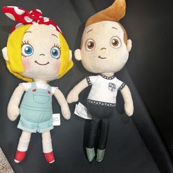 NETFLIX TWIST SCIENTIST IGGY & ROSIE 12 INCH SOFT CLOTH DOLLS - EXCELLENT CONDITION