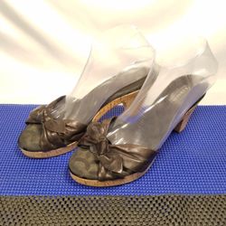 Coach Women's Size US 8B Peep Toe Black Leather Shoes