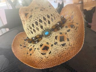 Woven Straw Cowboywith Turquoise
