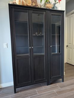 Hemnes Bookshelves with glass/wood doors