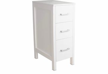 12" Bathroom Vanity Side Cabinet Floor Freestanding Cabinet W/3 Drawers & Wood Frame, Space Saver Storage Organizer for Bathroom (White)