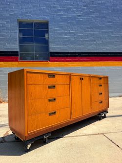 Vintage Mid-Century 12-Drawer Storage Credenza