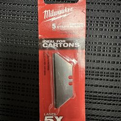 Milwaukee 5 PC Carton Utility Knife Blades