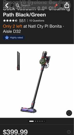 New Dyson - V8 Cyclone stick Cordless Vacuum 9.8” cleaning path Black/Green