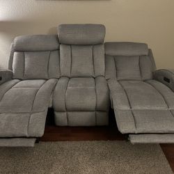 Couch Dual Power Recliner With Charging Station And USB Ports