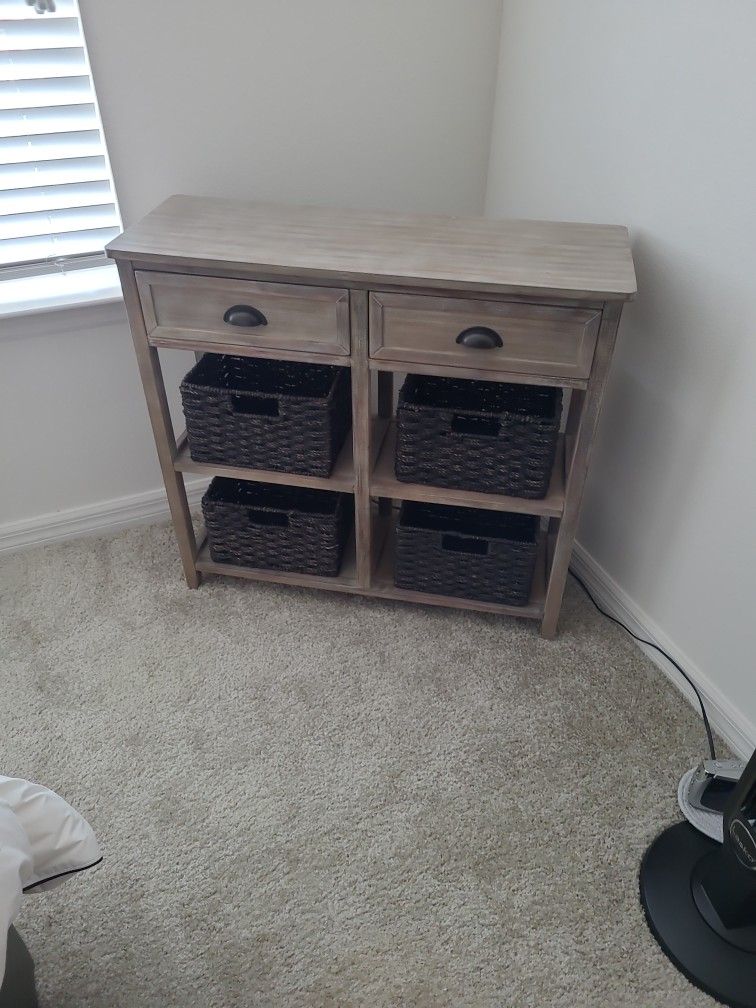 small side bedroom table with storage space or TV stand
