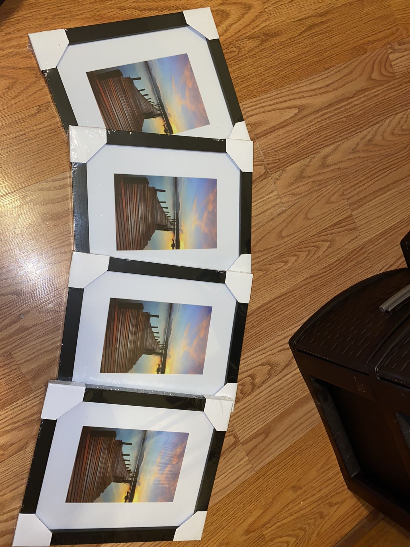 Black faux wood frames
