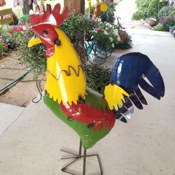 Metal Colorful Medium Rooster (Yard Art) $65 each