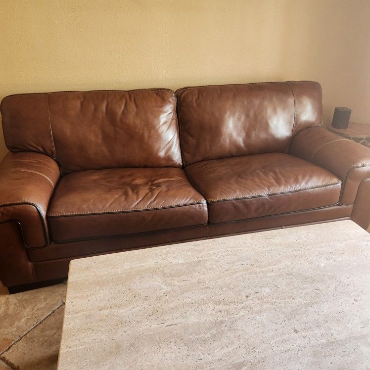 Leather Sofa & Chair with Ottoman