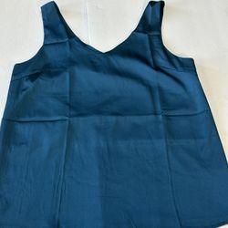 New Satin Deep Teal Top Tank Style Size S Shiny Fabric With 5% Spandex