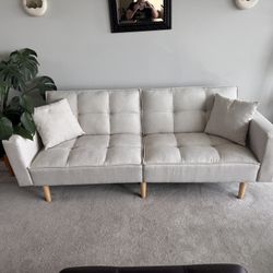 White linen Futon Couch