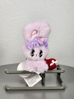 4" Esther Bunny Purple Ribbon Heart Plush