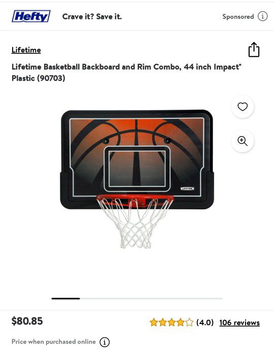 Lifetime 44'' Basketball Hoop