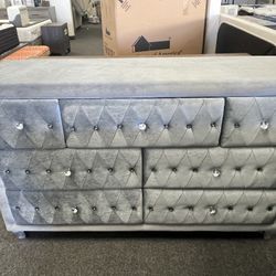Grey Velvet Dresser