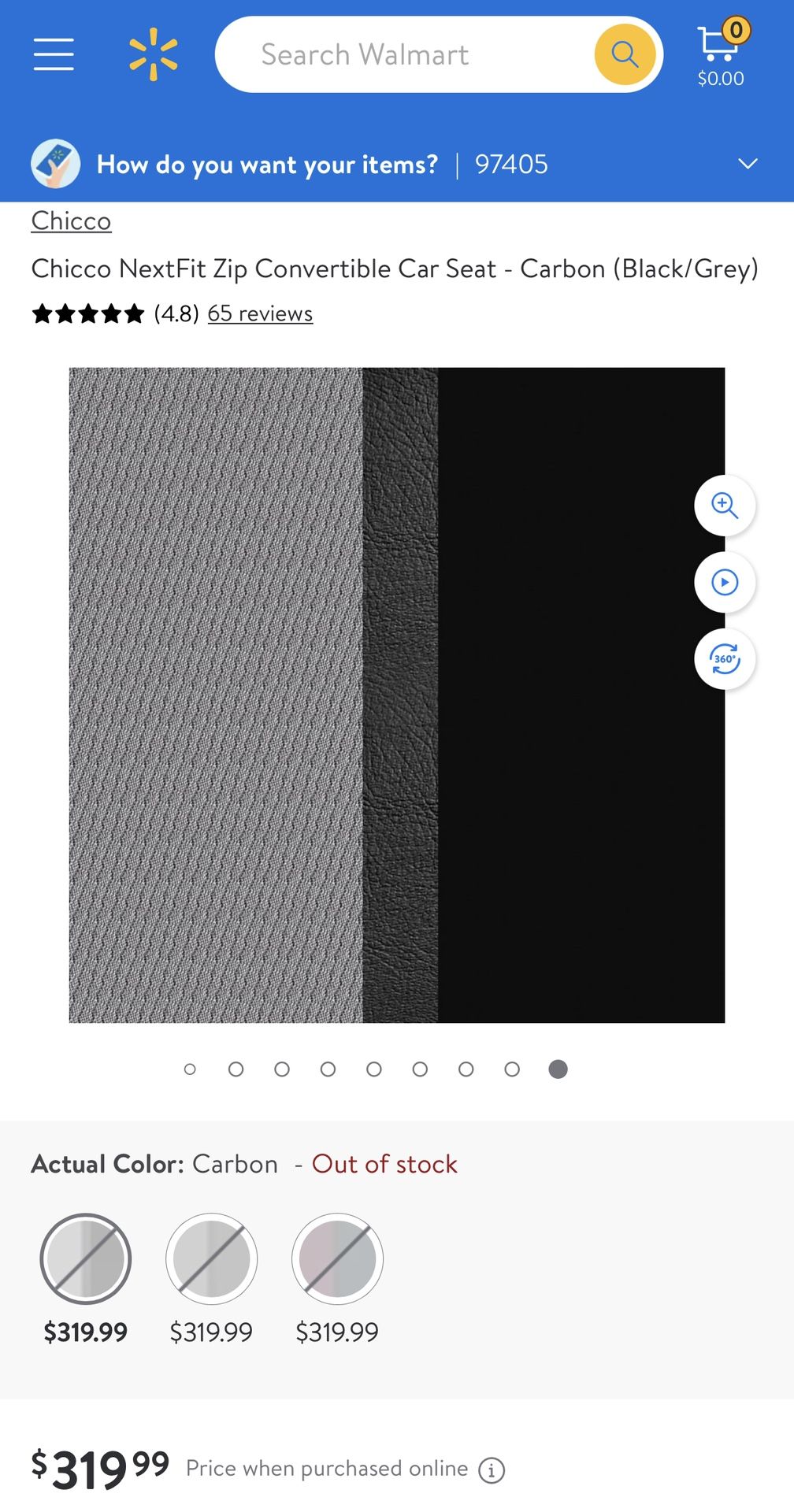 Chicco NextFit Zip Convertible Car Seat Carbon (Black/Grey)