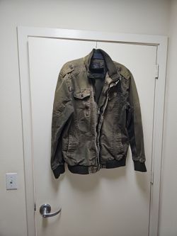 Men’s Hijewe Military Canvas Field Jacket – Distressed Olive Green L