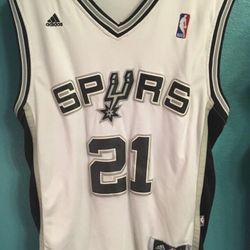 San Antonio Spurs Tim Duncan Mens Adidas XL Jersey White Stitched Logo