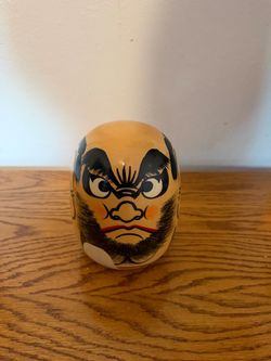 Vintage Japanese Traditional Daruma Kokeshi Doll Carved Wood Figure