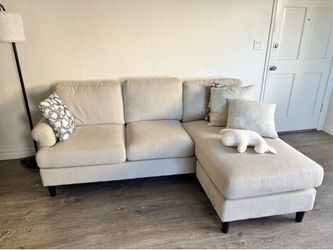 Beige L-shaped Couch