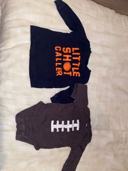 Baby boy Black shirt and brown football bodysuit