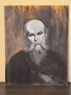 KATHI COLMAN - Interesting Oil Painting Study of Portrait of Bearded Man in Gray