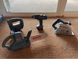 Bosch toy tool set, measuring tape, extra drill