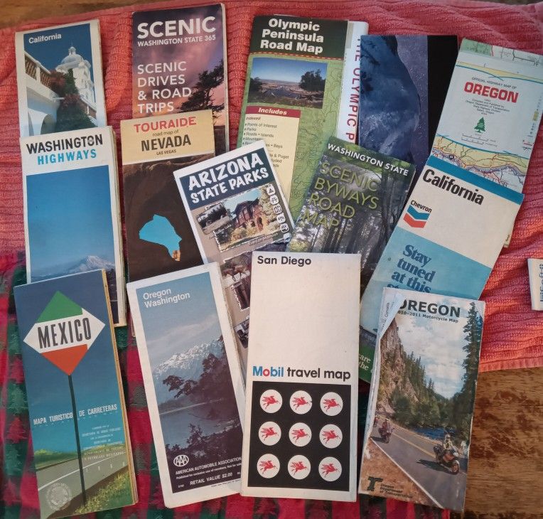 Vintage Maps Bundle California Oregon Washington & More