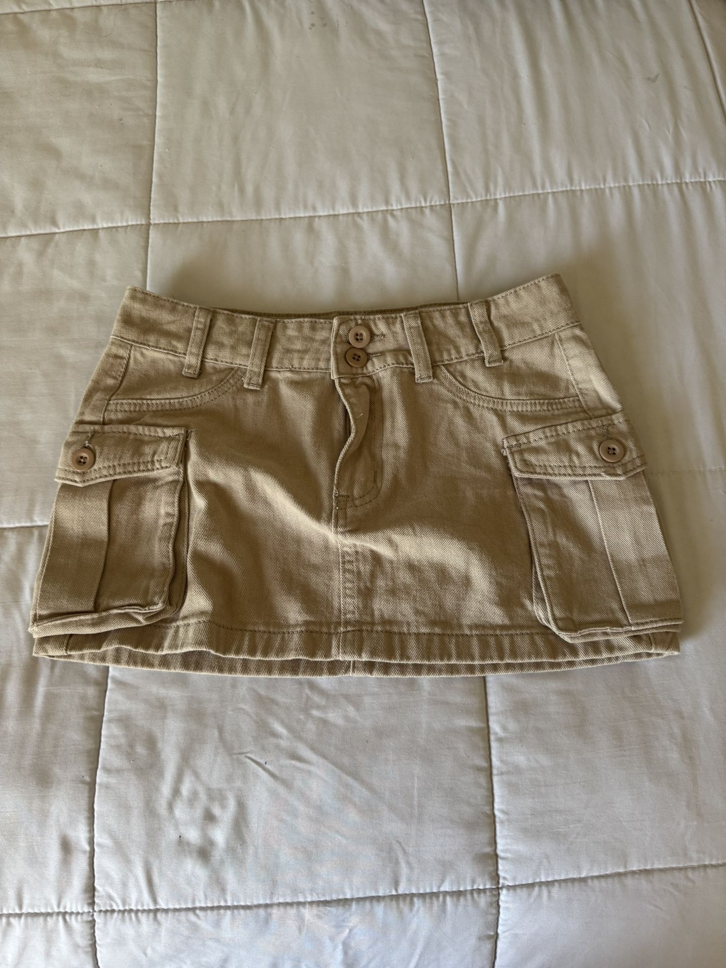 Khaki Denim Skirt