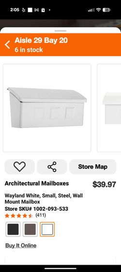 Architectural Mailboxes Wayland White Small Steel Wall Mount Mailbox