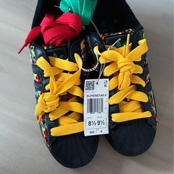 adidas Superstar II Jamaica Men's Black Multicolor Lace Up Sneakers US 8.5