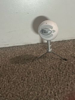Blue Snow Ball microphone.