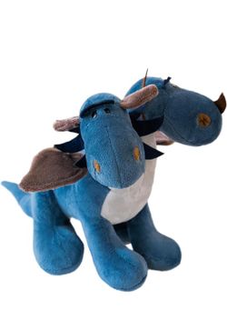 Two-Headed Fire Dragon Stuffed Animal Plush Toy (Blue11.8 inch)