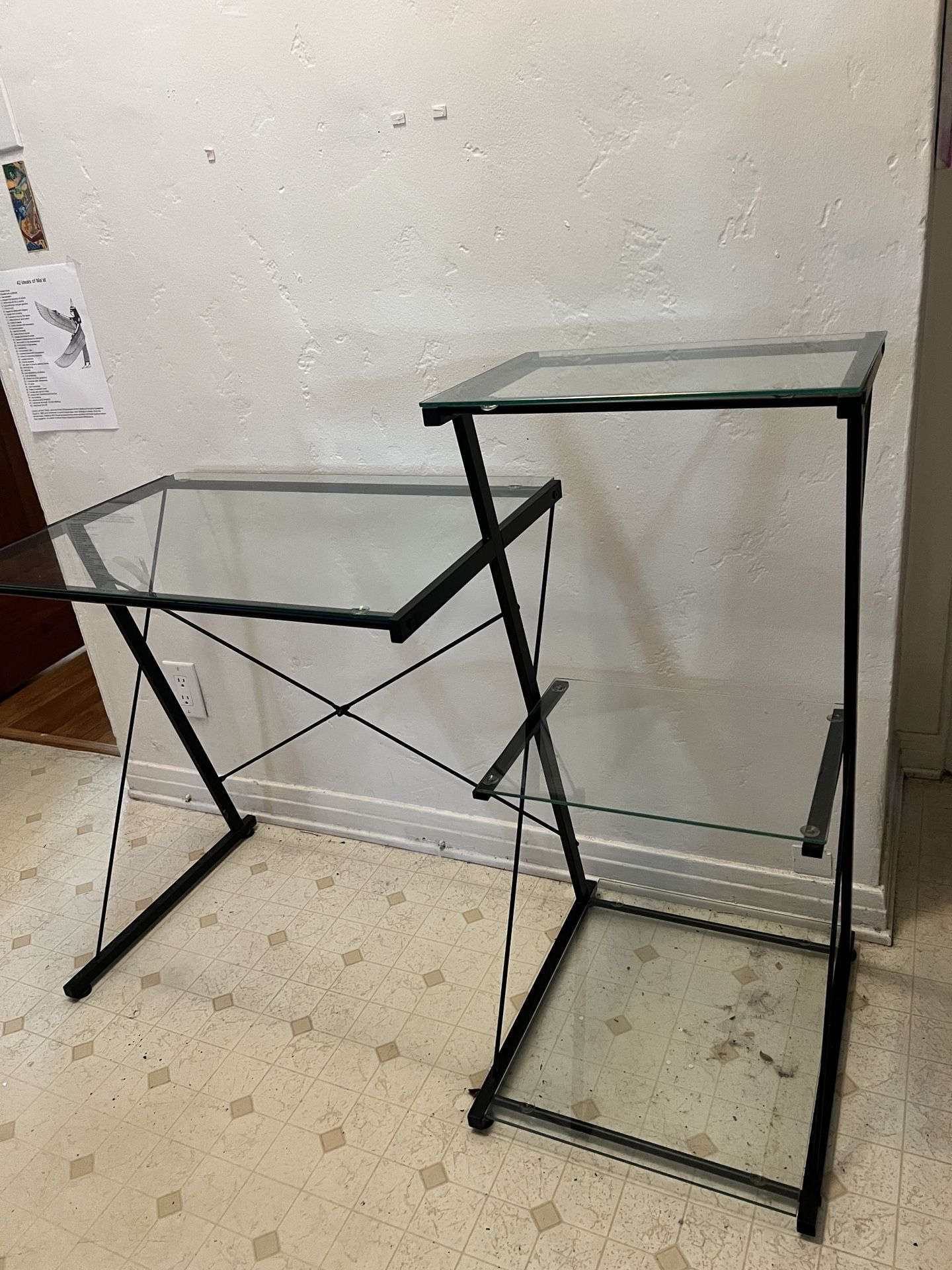 Desk Glass & Metal w/shelves