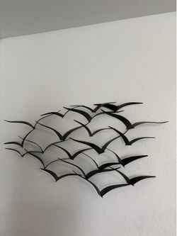 Black Metal Abstract 3D Bird Sculpture/Modern Asymmetrical Wall Mounted Art