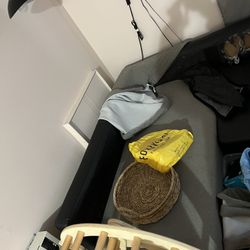 IKEA LEATHER BLACK COUCH With 3 Large PillowsFor $209