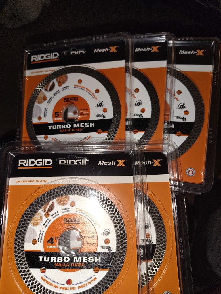 New  Ridgid  4 In And 5in Turbo Mesh Blades $25 Each