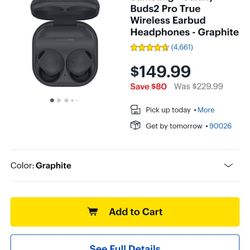 Samsung Original - Galaxy Buds2 Pro True Wireless Earbud Headphones - Graphite (Black)
