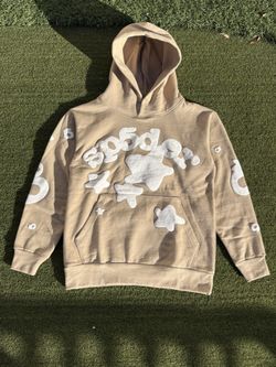 SP5DER Tan Hoodie – Small, Neutral Streetwear Essential