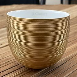 J.L. Coquet French Gold On White Porcelain Hemisphere Small Bowl 