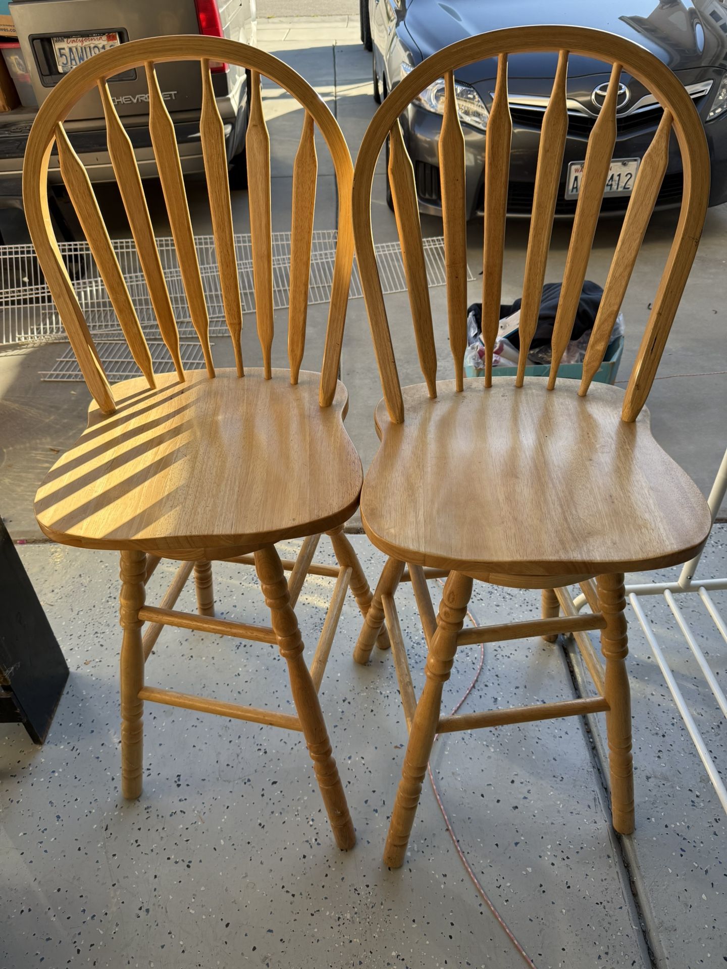 Wooden Swivel Bar Stools X 2. In Great Condition! $20