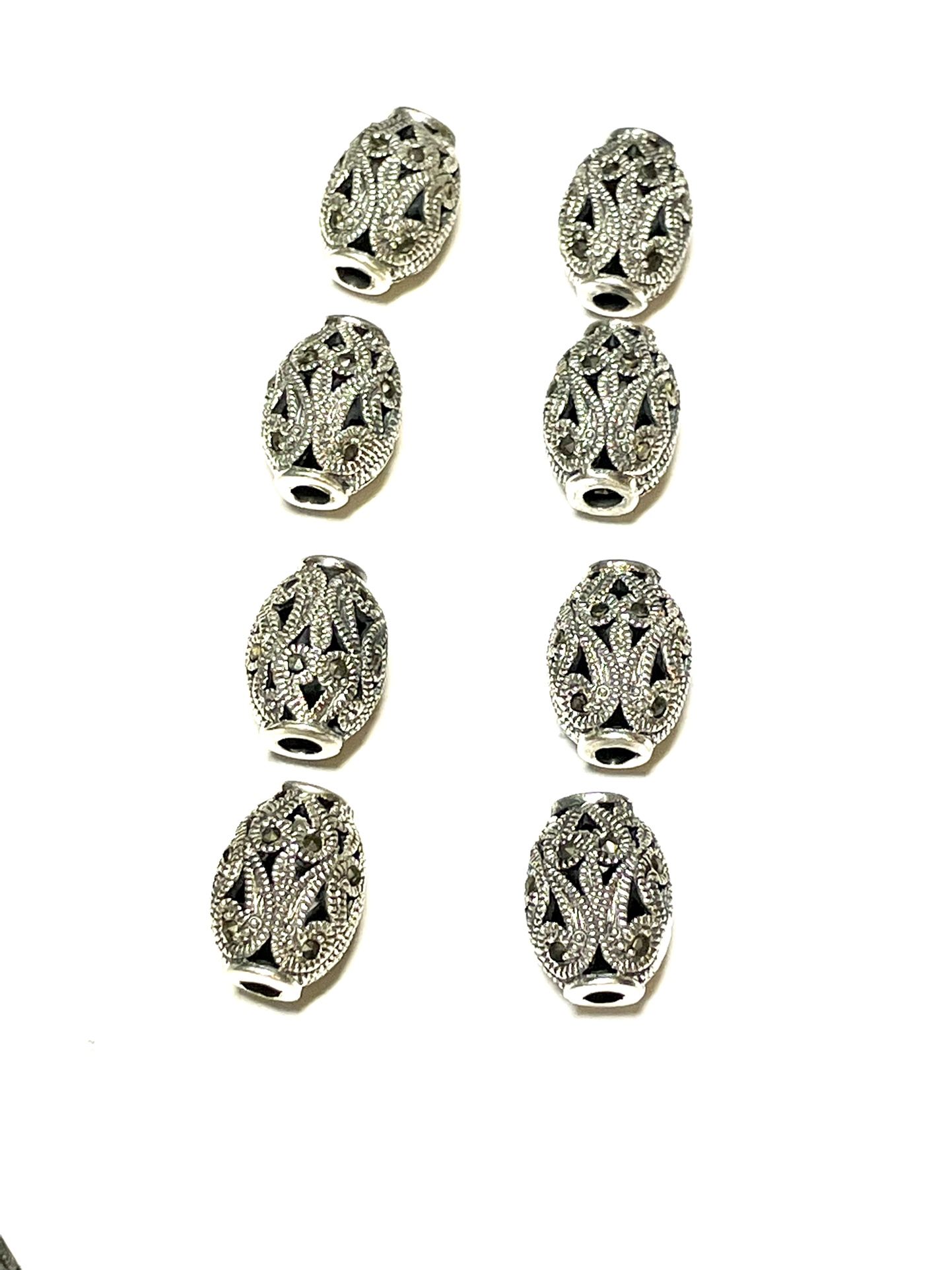 Stunning Pair of Sterling Marcasite Beads 