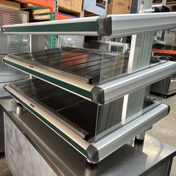 54” Hatco Heated food warmer angled merchandiser showcase electric hot shelf and heat lamps works and looks like NEW