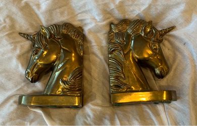 Brass Unicorn Bookends