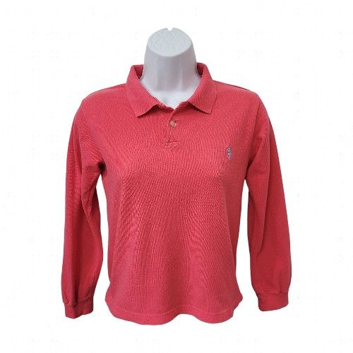 CNP Club Girl's Reddish Pink Long-Sleeved Polo Shirt Size 13