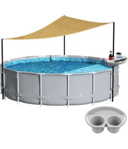 Above Ground Pool Shade Set with Storage Tray – UV-Resistant Shade 13*13*13 Ft