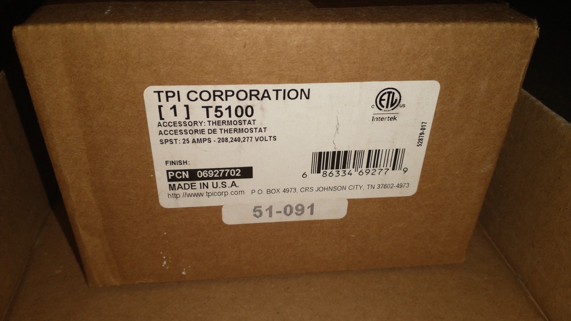 TPI Corporation Air Heater Thermostat
