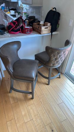 Brown gray upholstered bar stools