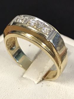 14 K gold & CZ wedding band