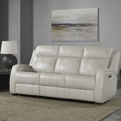 Barcalounger Leather Power Reclining Sofa with Power Headrests